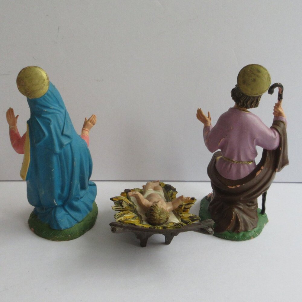 Nativity Christmas Figures Depose Italy Vintage Joseph Mary Baby Jesus Family - Picture 2 of 15